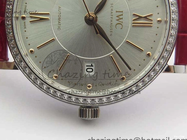 MIROTIME 0317 Portofino Automatic 37 SS M+F 1:1 Best Edition Silver Dial RG Markers on Red Crocodile Strap A Reliable 7154